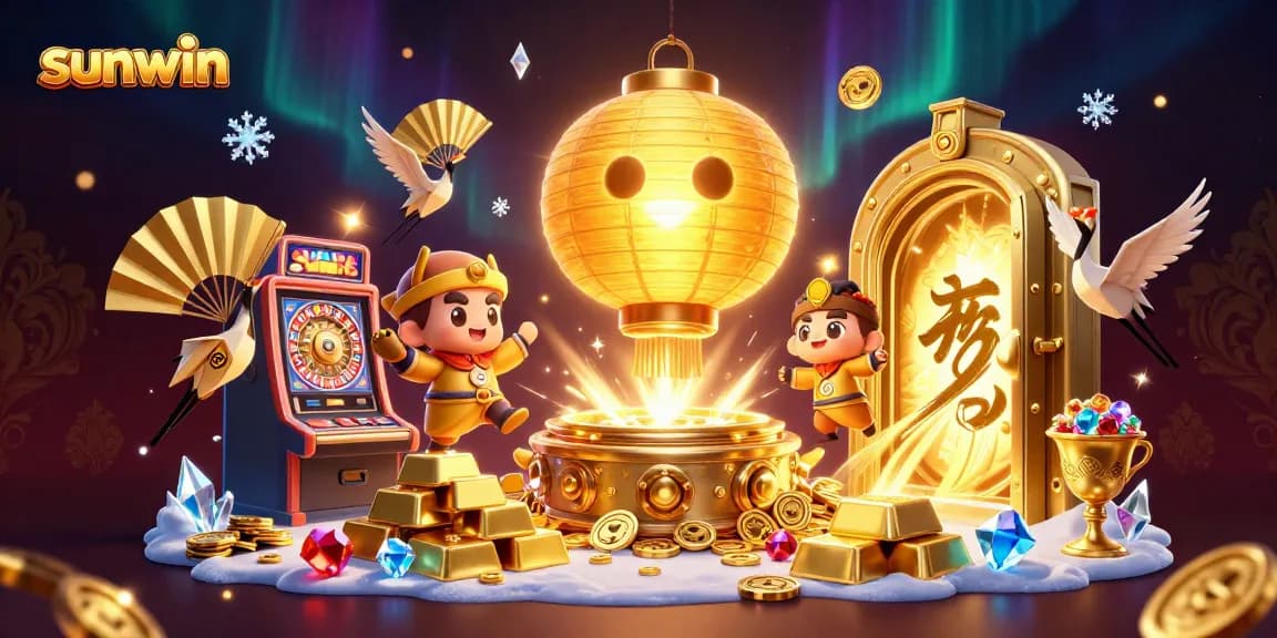 Experience the excitement of sunwin with treasures and characters in a vibrant casino atmosphere.