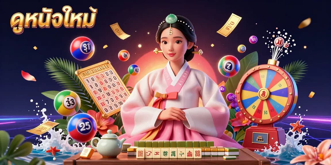 Experience ดูหนังใหม่ with a vibrant scene of dynamic lottery elements, combining joy and excitement while enjoying online movies.
