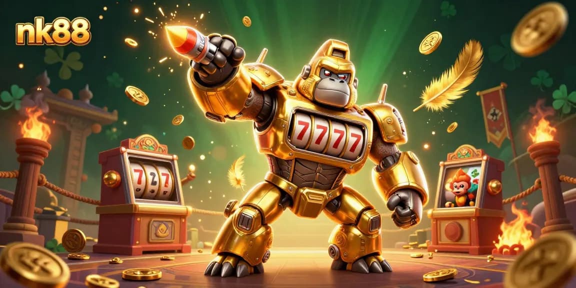 Experience thrilling gameplay at nk88 with a 3D gorilla mech and dynamic casino elements