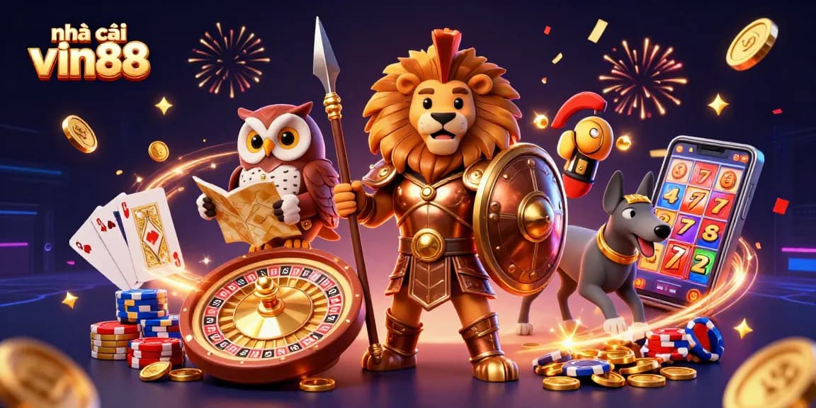 Engage with rewarding games at nhà cái vin88 featuring vibrant casino elements and energetic characters.