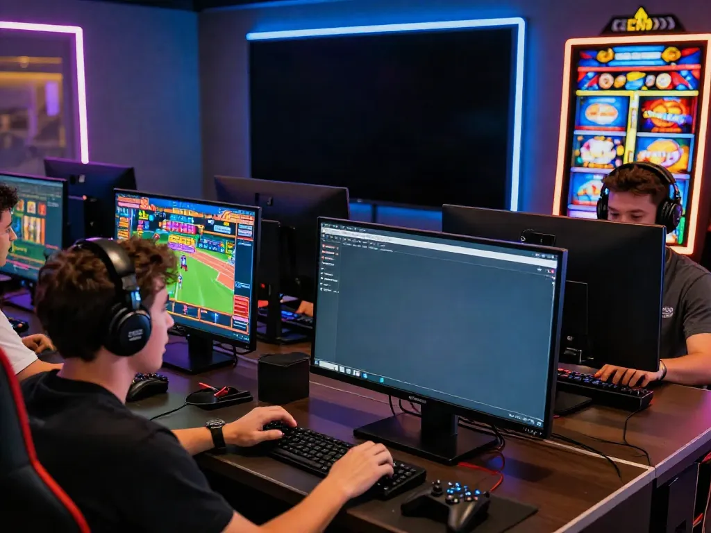 Online gaming scene on http://gem88-mobile.com with engaged players enjoying sports betting and slot games.
