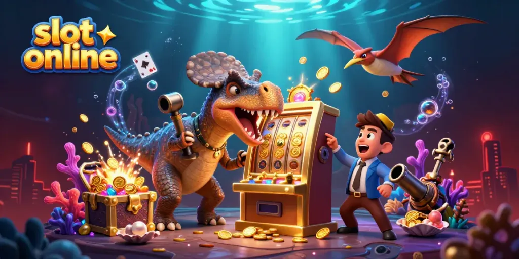 Experience the excitement of slot online as characters engage in a vibrant jackpot scene.