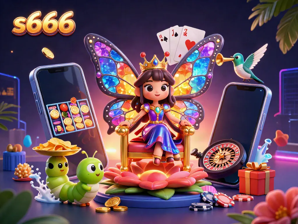 Experience the excitement of casino gaming with s666, featuring a vibrant butterfly queen and dynamic slot games.