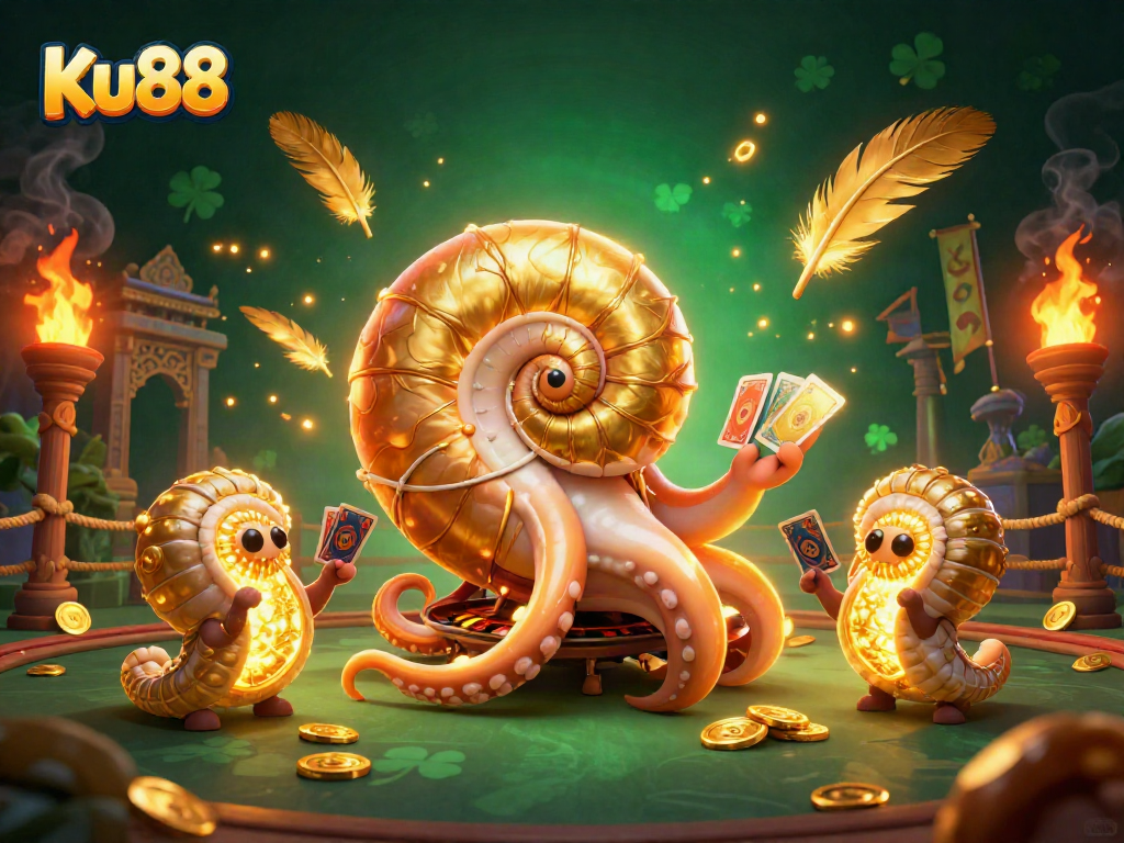 Experience exciting wins at Ku88 with a vibrant roulette scene filled with golden treasures and cultural symbols.
