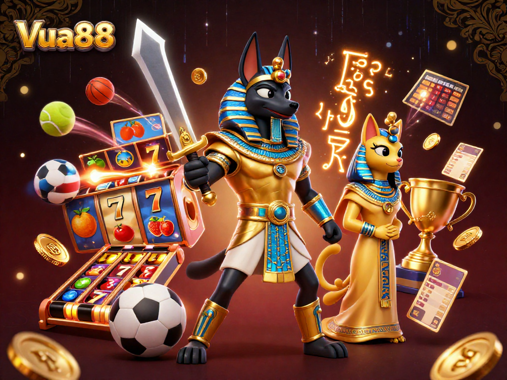 Experience thrilling gameplay at Vua88 with dynamic slot reels and captivating casino elements.