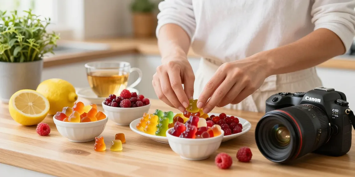 CBD Gummies Canada from www.cbdnorth.co/product/cbd-gummies-edibles beautifully arranged with fresh fruits, showcasing organic ingredients for wholesome relaxation.