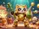 Engage with the vibrant 789win casino scene showcasing a golden panda in a mech-suit battling with dynamic casino elements.