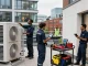 Team providing commercial property maintenance services in London, showcasing professionalism and teamwork in urban setting.
