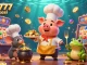 Experience slot777 aplikasi with a vibrant 3D casino scene featuring animated characters and slot machines.