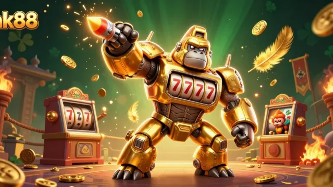 Experience thrilling gameplay at nk88 with a 3D gorilla mech and dynamic casino elements