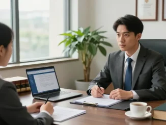 Law office consultation scene featuring criminal lawyer discussing case details, have a peek here at professional legal services.