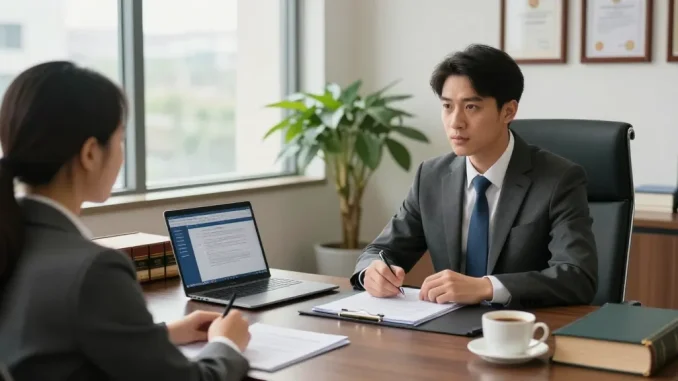 Law office consultation scene featuring criminal lawyer discussing case details, have a peek here at professional legal services.